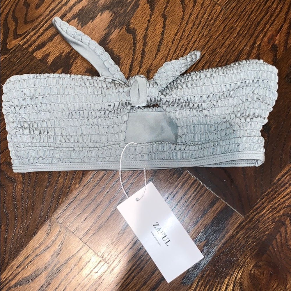ZAFUL grey rubbed knitted swim top